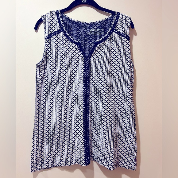 Eddie Bauer Outdoor Medium‎ Tank Top Lace Crochet Sleeveless Cotton Shirt Boho - Picture 1 of 6